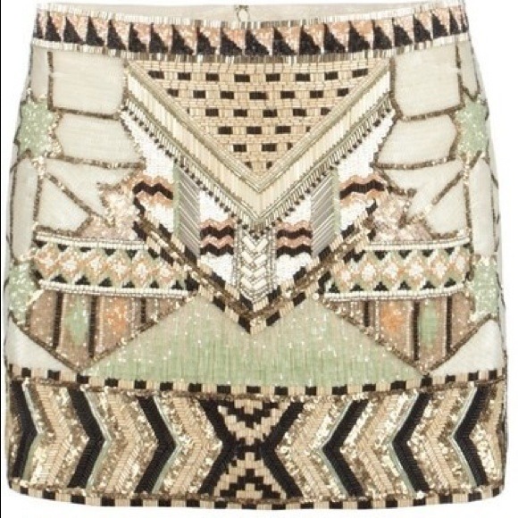Allsaints beaded aztec newaz skirt (size 2)
