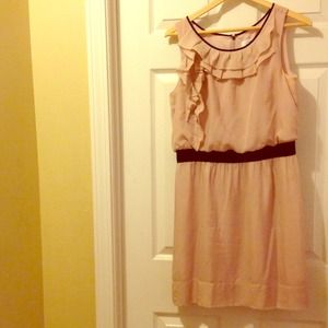 And Taylor Loft 100% silk pink /black dress size 4