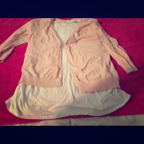 Peach cardi with flowers