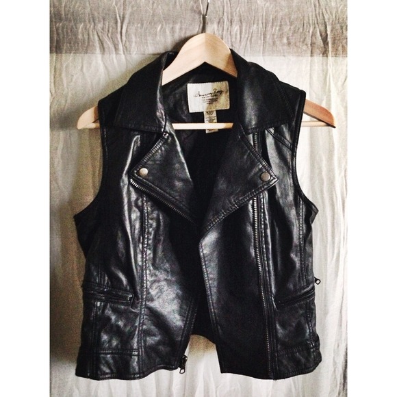 SOLD Black faux leather motorcycle vest