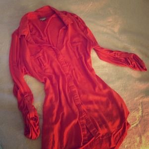 Long salmon/orange shirt with buttons