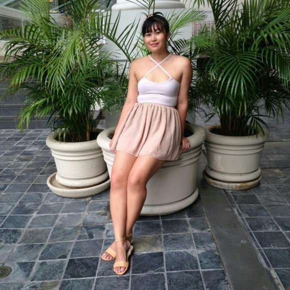 Nude AA Chiffon Flowy Skirt