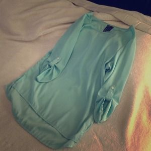 Teal silky blouse