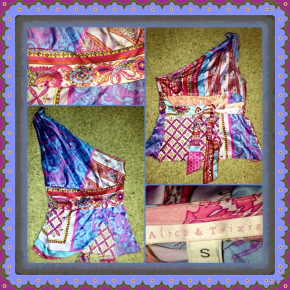 Alice & Trixie 1 Shoulder Top 100% Silk Size Small
