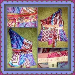 Alice & Trixie 1 Shoulder Top 100% Silk Size Small
