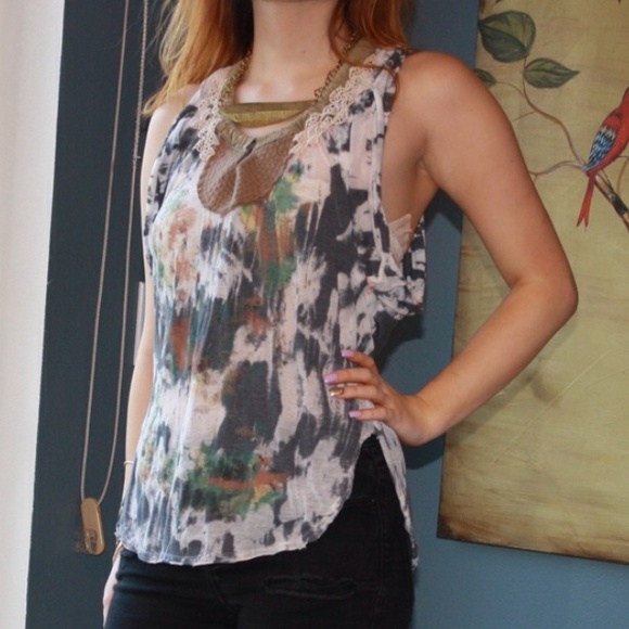 Free People Festival Crochet Tie Dye Top