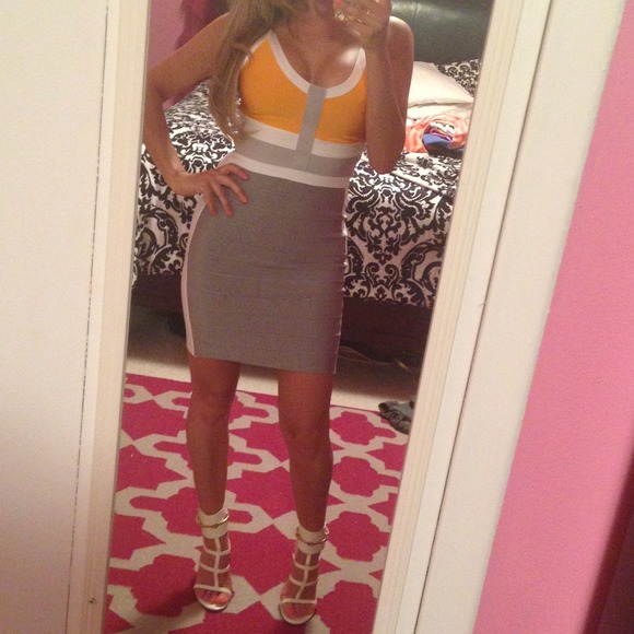 Dresses & Skirts - Celeb Boutique Orange&Grey Bandage Dress (S)