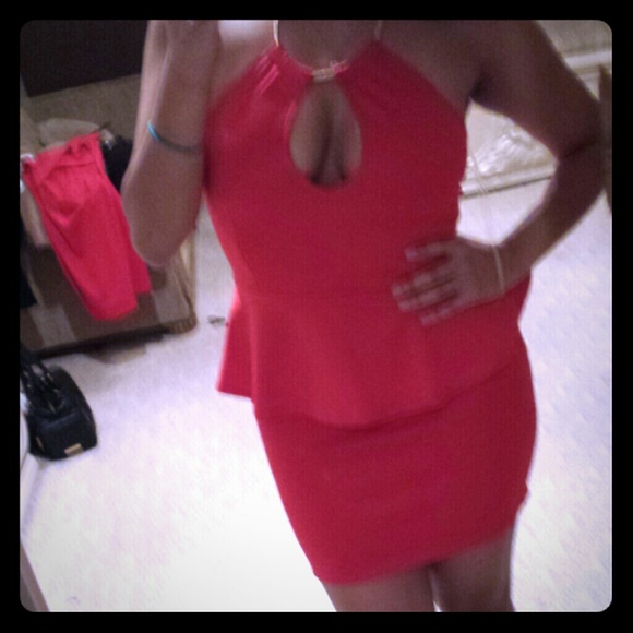 A'gaci red peplum dress