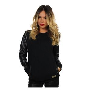 Entree L/S Leather Contrast Sweater