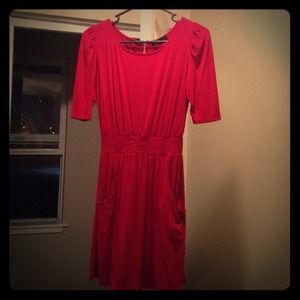 Red - cotton - pocket dress