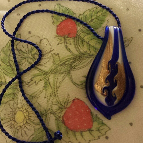 Blue glass necklace