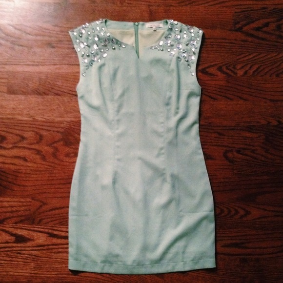 Mint Green Gem Shoulder Dress