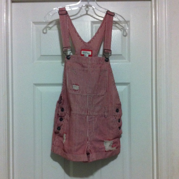 red and white striped overalls