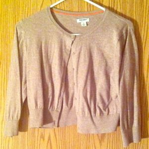 Old Navy half cardi in heather tan