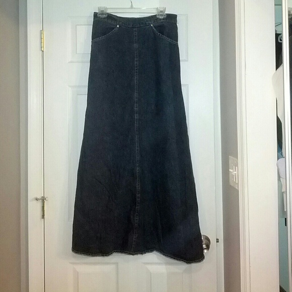 Long (floor length) dark denim mermaid style skirt