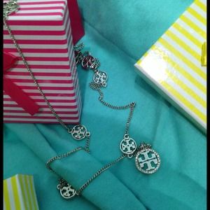 Tory burch silver diamond necklace