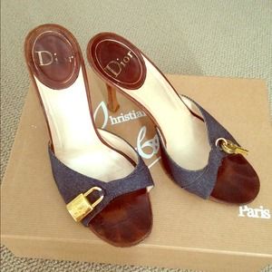 *SOLD!* Dior Denim Padlock & Key Mule Heels 👠