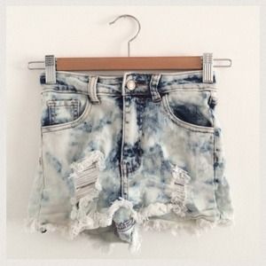 High waisted acid wash shorts