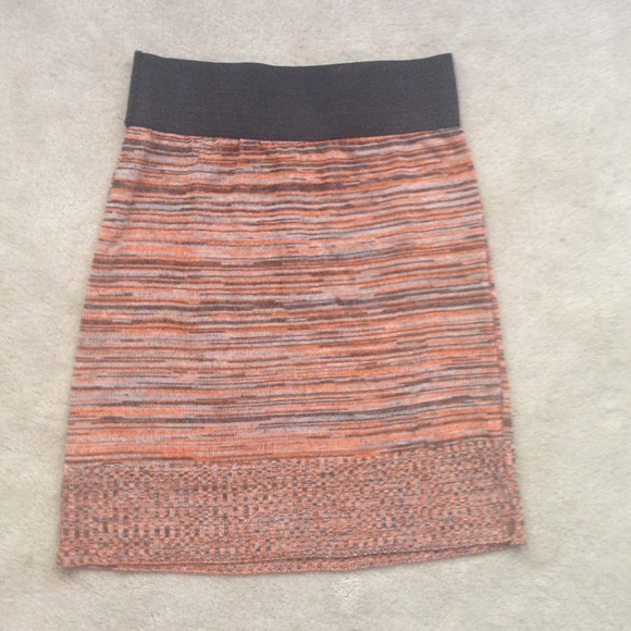 Patterned Orange Bodycon Skirt