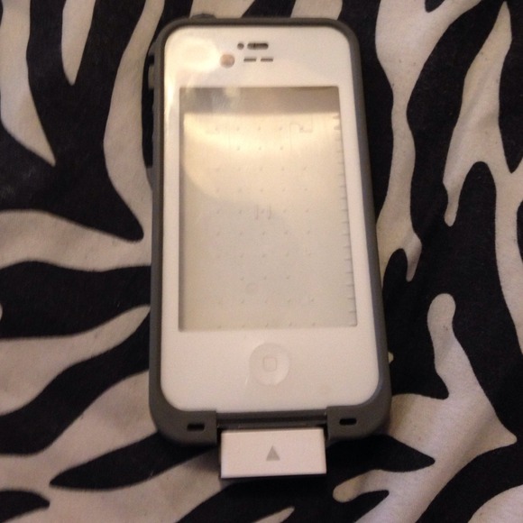 White and grey life proof case