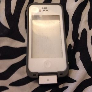 White and grey life proof case