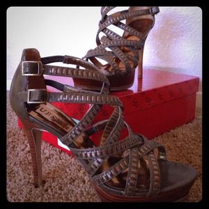Guess strap high heel sandal.