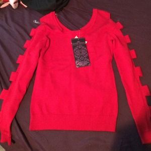 Red Cutout Sweater