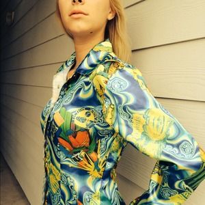 Vintage Groovy Button Up Blouse