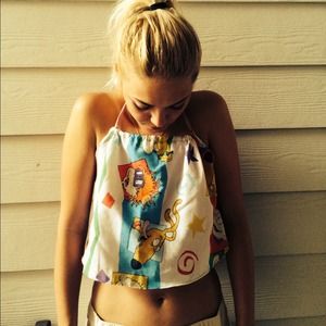 Vintage Multi-Color Rugrats Crop Top Handmade