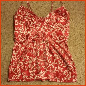 Red and white spaghetti strap blouse