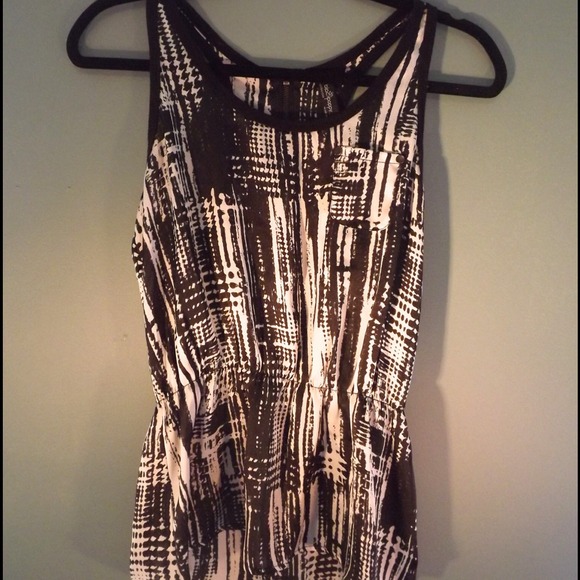 Black and white silky tank top