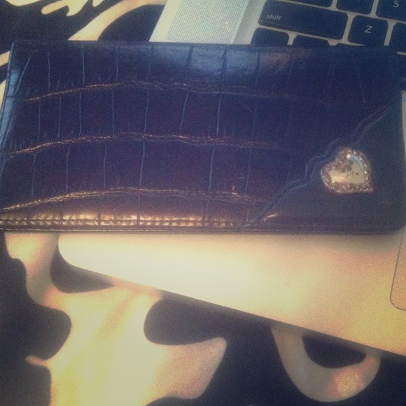 Brighton Black Croc Checkbook Wallet