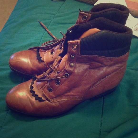 Brown and black vintage booties