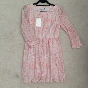 Anine Bing long sleeve pink floral mini dress