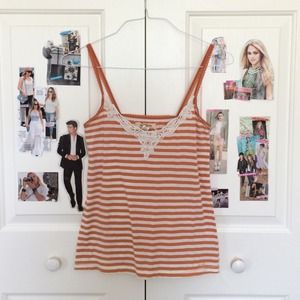 Orange Striped Spaghetti Strap Blouse