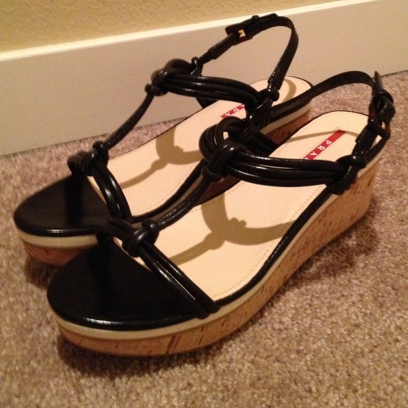 Prada Knot Wedge Sandals - Picture 2 of 2