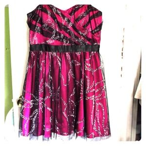 Strapless black and pink dress