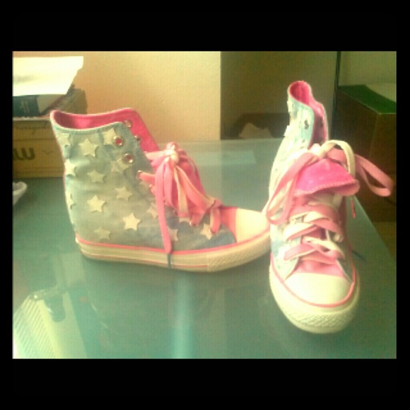 Pink Patriotic Daddy's Money Sneaker Wedges