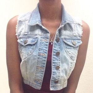 Cropped Denim Vest
