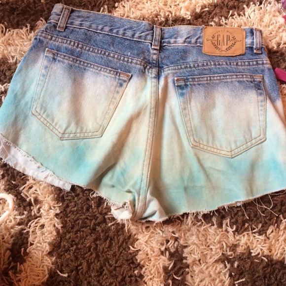Home Made Denim to Aqua High Rise Shorts - Picture 2 of 2