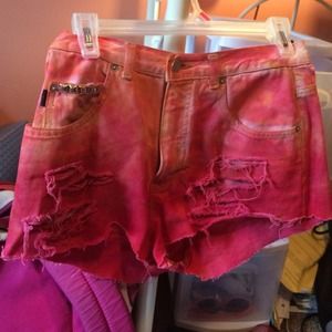 Orange To Red Ombré Home Made High Rise Shorts