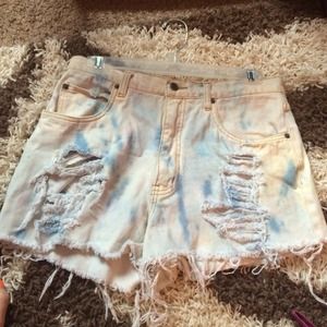 Lightly Tie Dyed High Rise Shorts