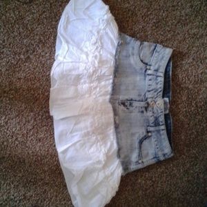 Distressed denim and white mini