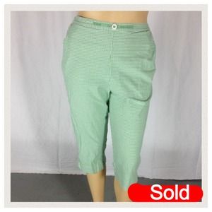 Alfred Dunner green and white checked Capri