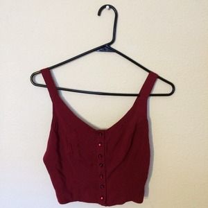 Maroon Button Up Crop Top