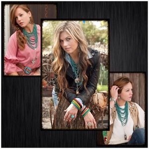 Turquoise multi layer necklace.