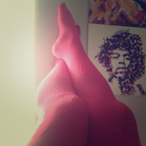 Full length pink knitted leggings