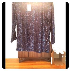J.Crew Factory Navy Blue Sequined Tee