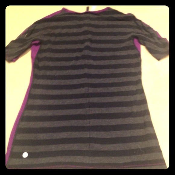 Purple front back black and grey top