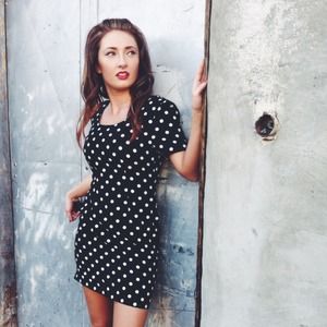 80's Vintage Black Polka Dot Dress